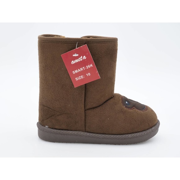 Ameta Boots Kids Size 10 Brown Monkey Face Side Zip Faux Suede Mid Calf - Picture 4 of 10